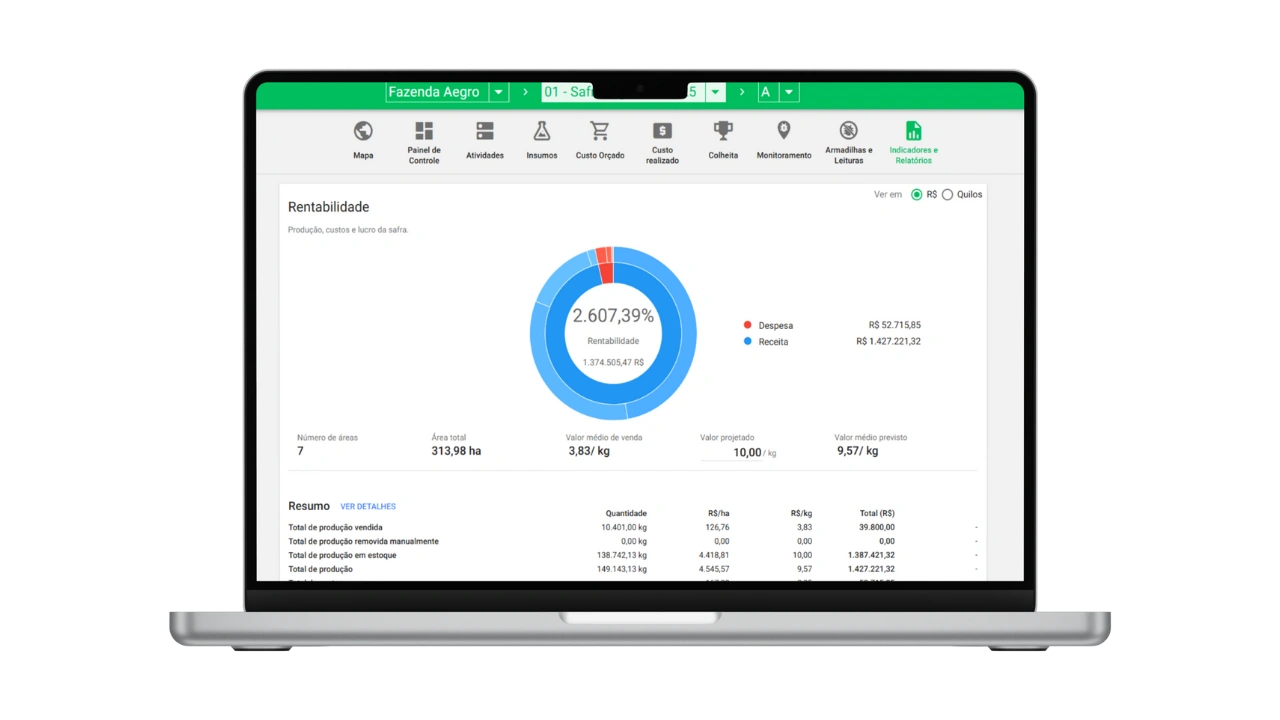 Consultoria estratégica para produtores. Contador analisando painéis financeiros e dando consultoria.