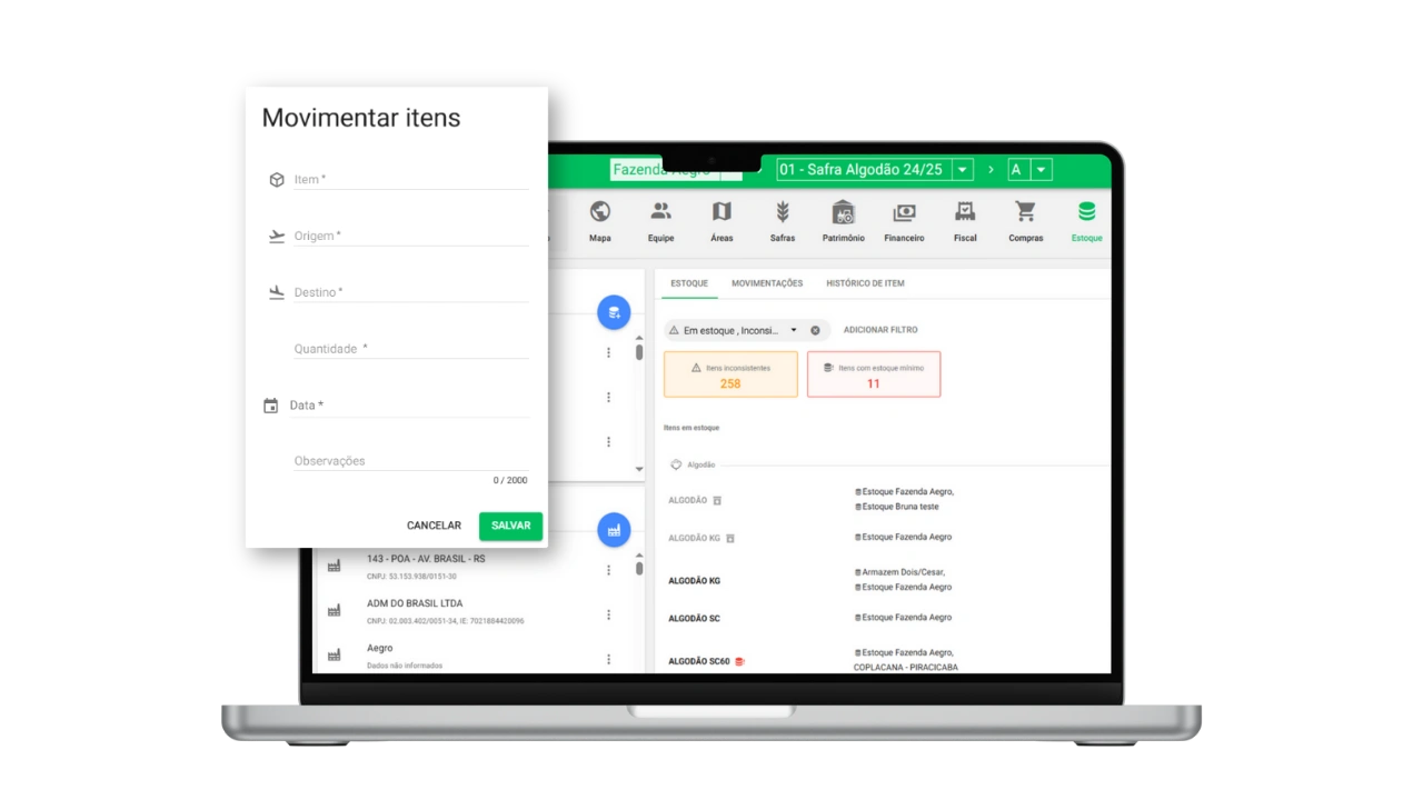 Produtor analisando relatórios detalhados no Aegro.
