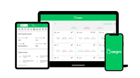 Análise financeira. Painel financeiro do Aegro mostrando análise de lucro.