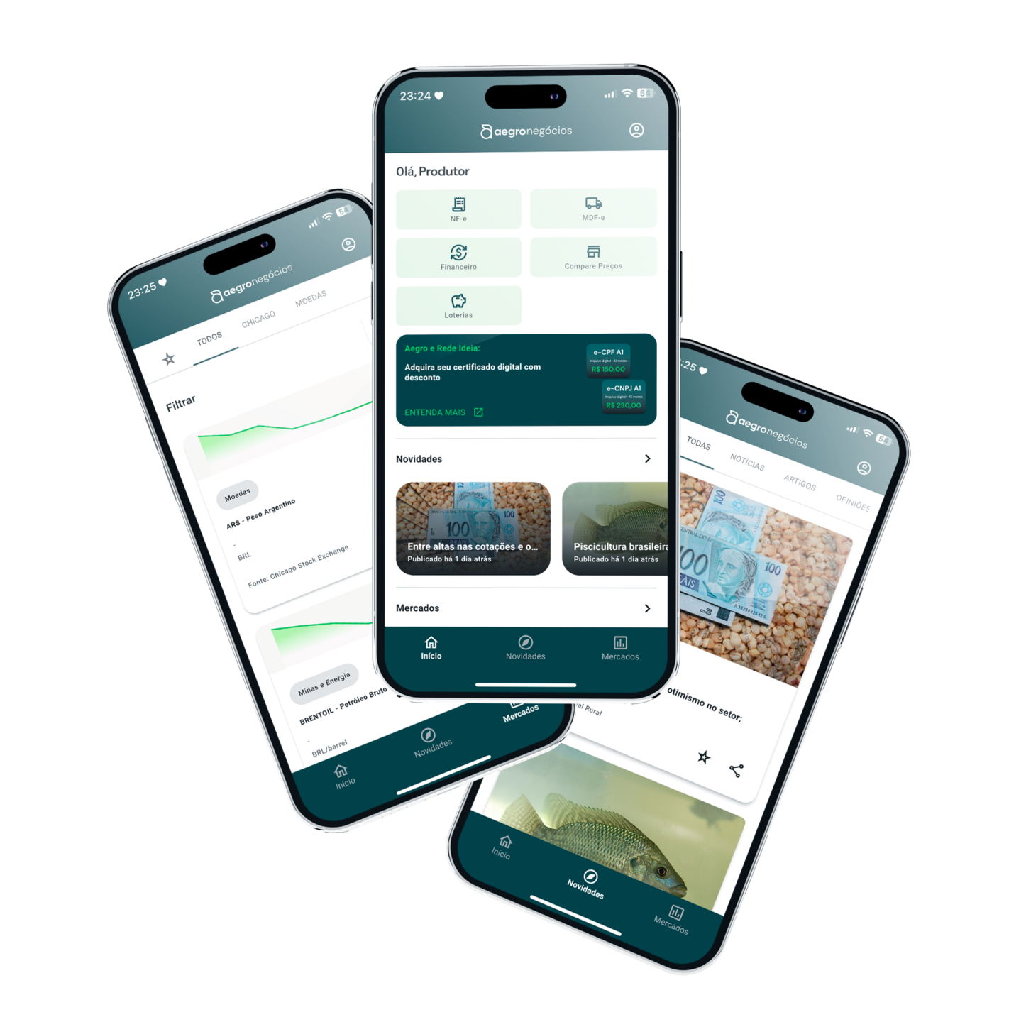 Aplicativo Aegro Negócios mostrando emissão de nota fiscal