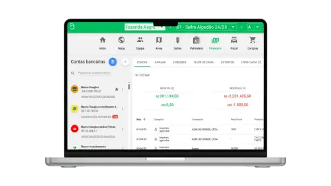 Conferência Bancária Aegro Sistema Aegro de conferência bancária mostrando extrato