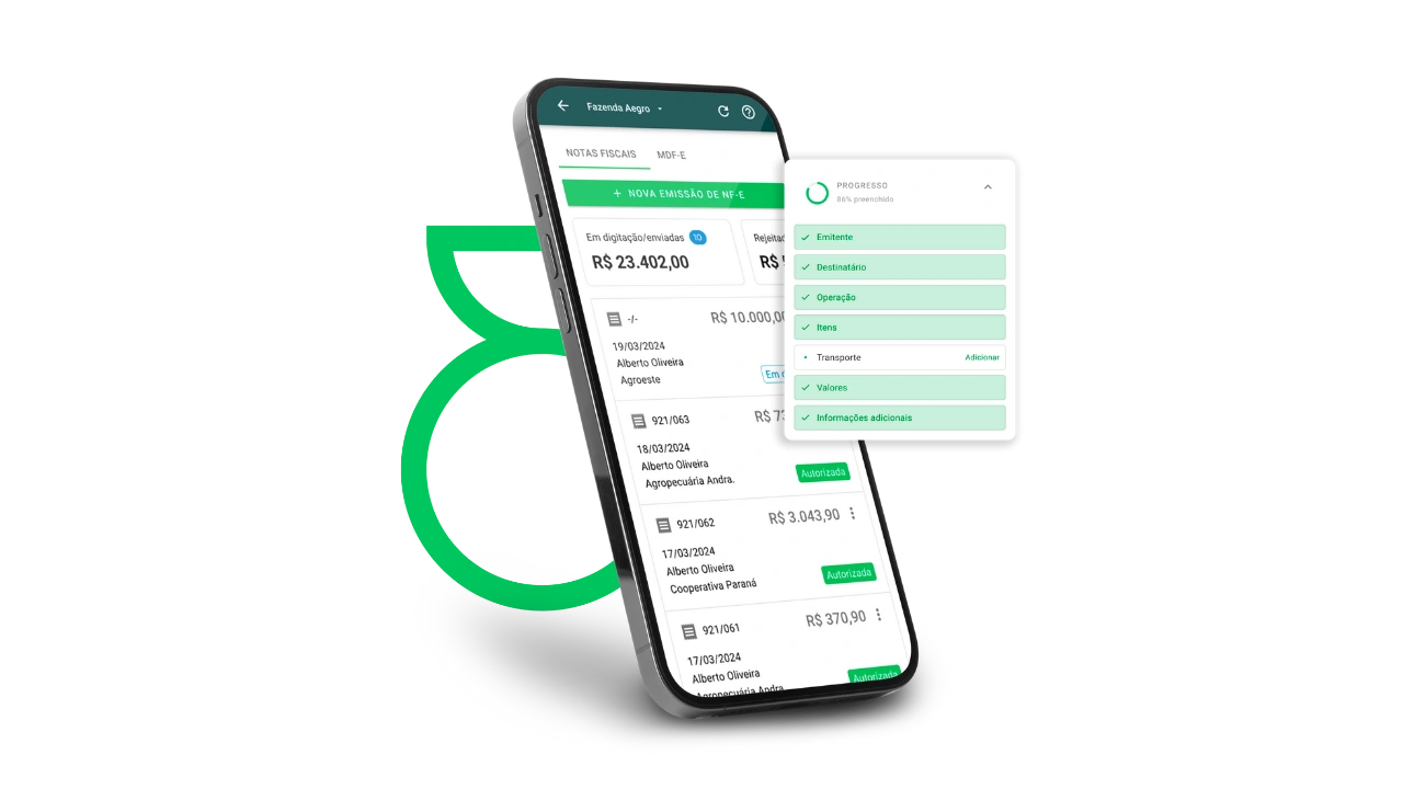 Imagem do aplicativo Aegro Negócios em um celular.