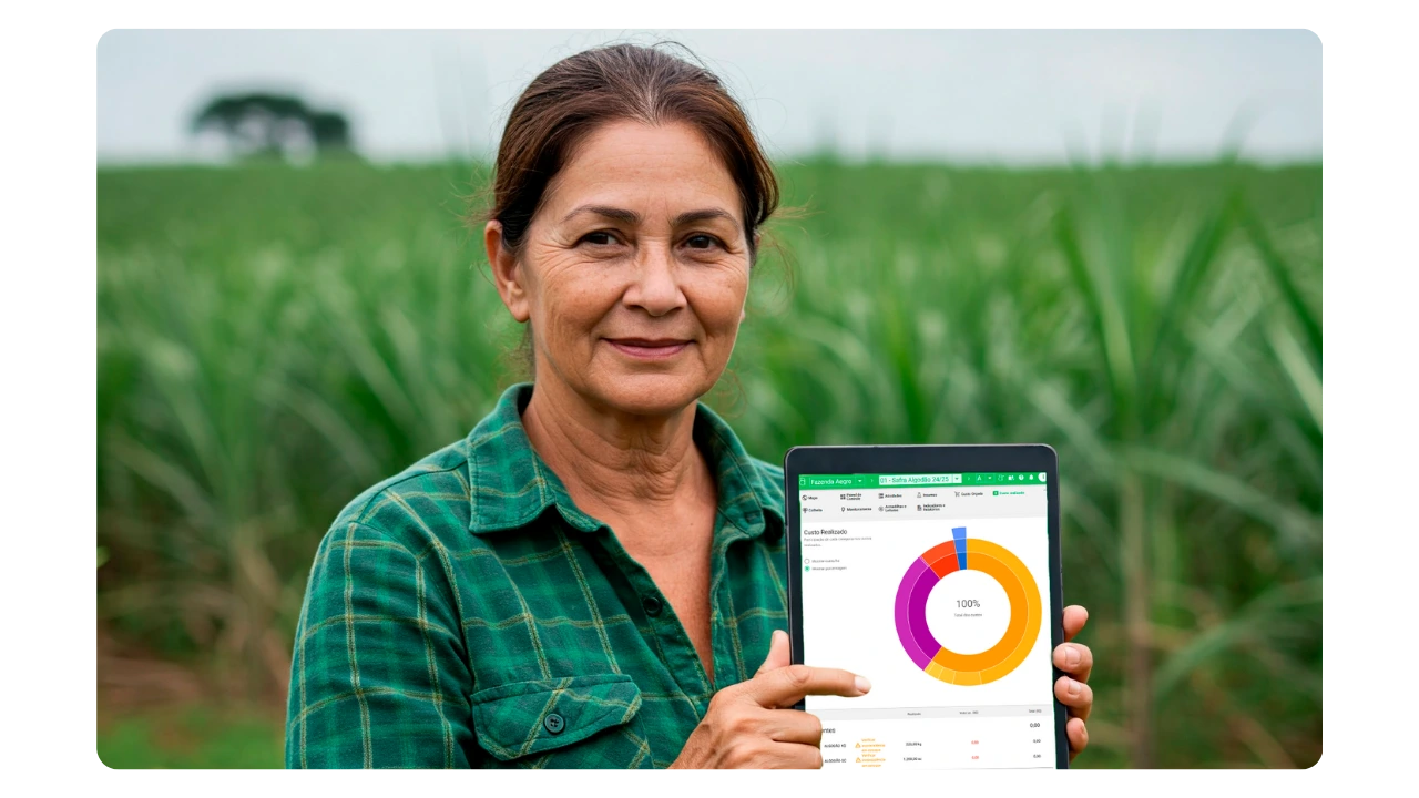 Plataforma Aegro para Gestão Agrícola Painel Aegro mostrando mapa da fazenda e resultados