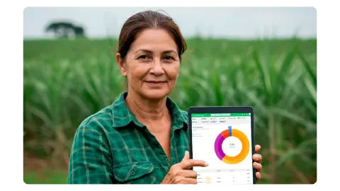 Plataforma Aegro para Gestão Agrícola Painel Aegro mostrando mapa da fazenda e resultados